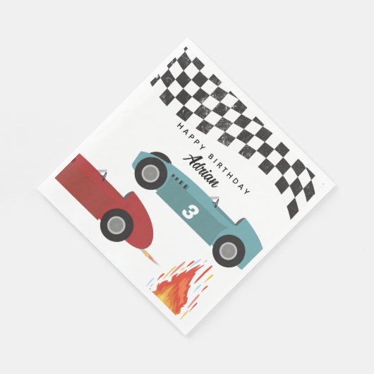 Blauw Rood Race Snelle Retro Racing Auto's Verjaar Servet (Hoek)