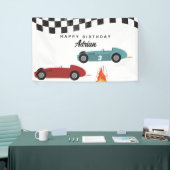 Blauw Rood Race Snelle Retro Racing Auto's Verjaar Spandoek (Beurs)