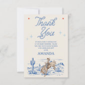  Blauw Rood Rodeo Cowboy Baby shower Bedankkaart (Voorkant)