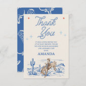  Blauw Rood Rodeo Cowboy Baby shower Bedankkaart (Voorkant / Achterkant)