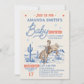  Blauw Rood Rodeo Cowboy Baby shower Kaart (Voorkant)