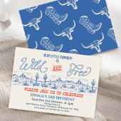  Blauw Rood Rodeo Wild en Gratis 3e Verjaardag Kaart