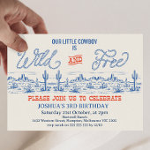  Blauw Rood Rodeo Wild en Gratis 3e Verjaardag Kaart