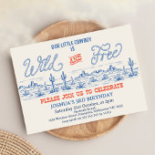  Blauw Rood Rodeo Wild en Gratis 3e Verjaardag Kaart