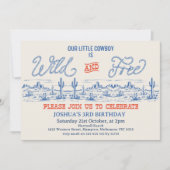  Blauw Rood Rodeo Wild en Gratis 3e Verjaardag Kaart (Voorkant)