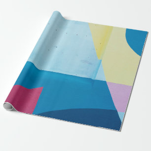 Blauw, rood, roze en geel abstract schilderij cadeaupapier