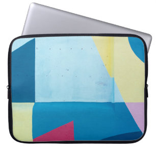 Blauw, rood, roze en geel abstract schilderij laptop sleeve