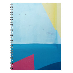 Blauw, rood, roze en geel abstract schilderij notitieboek