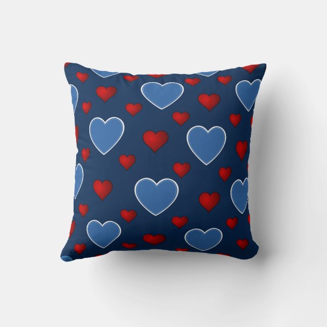 Blauw Rood Schattig Cozy Modern Romantisch Chic Ha Kussen (Achterkant)