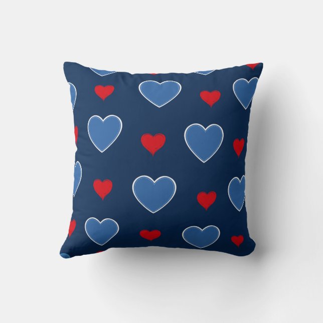 Blauw Rood Schattig Knus Modern Romantisch Chic Ha Kussen (Achterkant)