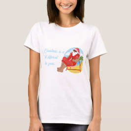 Blauw Rood Schattige Eenvoudig Tropisch Kerstfeest T-shirt