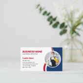 Blauw & Rood Schoonmaak Service Huishoudster Visitekaartje (Staand voorkant)