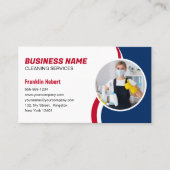 Blauw & Rood Schoonmaak Service Huishoudster Visitekaartje (Voorkant)