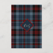 blauw rood schotse bruiloft celtic tartan plaid informatiekaartje (Achterkant)