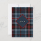 blauw rood schotse bruiloft celtic tartan plaid RSVP kaartje (Achterkant)