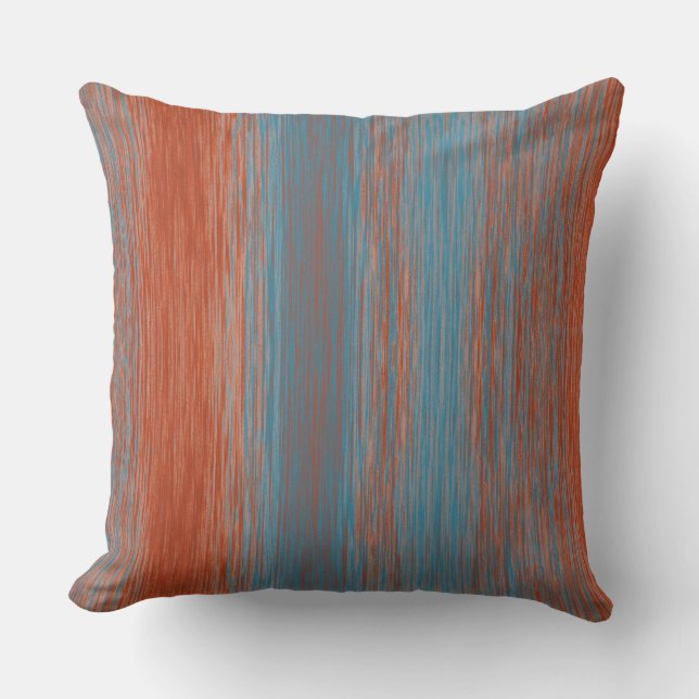 Blauw Rood Sinaasappel Abstract Blended Stripes Buitenkussen (Voorkant)