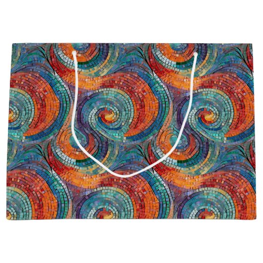 Blauw Rood Sinaasappel Swirl Groot Cadeauzakje (Voorkant)