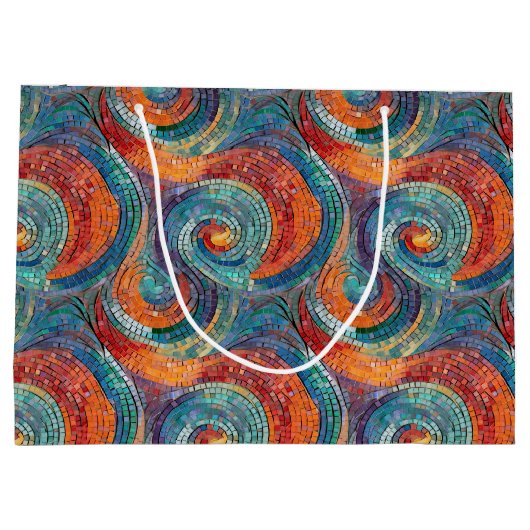 Blauw Rood Sinaasappel Swirl Groot Cadeauzakje (Achterkant)