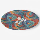 Blauw Rood Sinaasappel Swirl Papieren Bordje (Gekanteld)