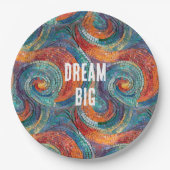 Blauw Rood Sinaasappel Swirl Papieren Bordje (Voorkant)