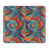 Blauw Rood Sinaasappel Swirl Snijplank (Voorkant)