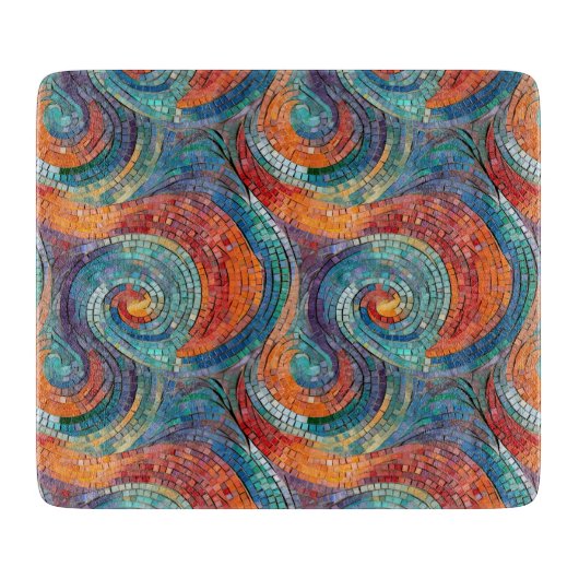 Blauw Rood Sinaasappel Swirl Snijplank (Voorkant)