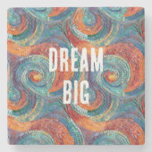 Blauw Rood Sinaasappel Swirl Stenen Onderzetter (Voorkant)