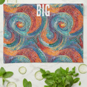 Blauw Rood Sinaasappel Swirl Theedoek (Gevouwen)