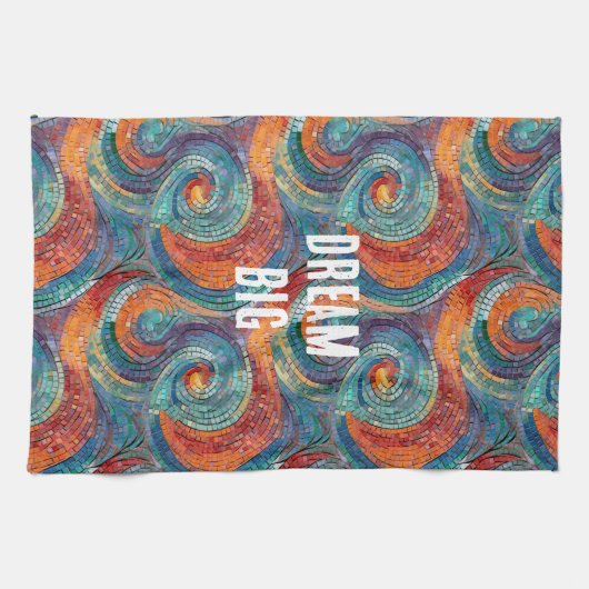 Blauw Rood Sinaasappel Swirl Theedoek (Horizontaal)