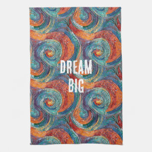 Blauw Rood Sinaasappel Swirl Theedoek