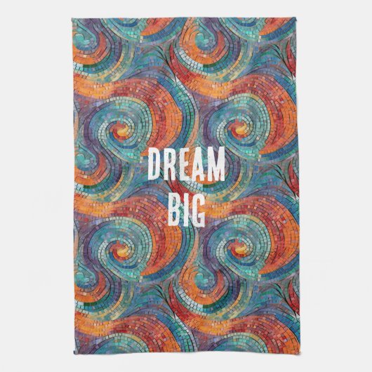 Blauw Rood Sinaasappel Swirl Theedoek (Verticaal)