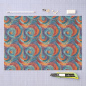 Blauw Rood Sinaasappel Swirl Tissuepapier (Craft)