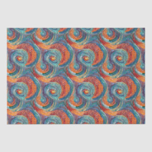 Blauw Rood Sinaasappel Swirl Tissuepapier