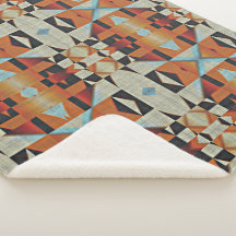 Blauw Rood Sinaasappel Taupe Bruin Zwart Tribal Ar