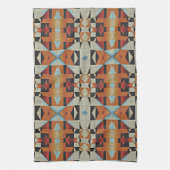 Blauw Rood Sinaasappel Taupe Bruin Zwart Tribal Ar Theedoek (Verticaal)
