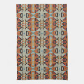 Blauw Rood Sinaasappel Taupe Bruin Zwart Tribal Ar Theedoek (Verticaal)