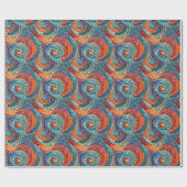 Blauw Rood Sinaasappel Turquoise Swirl Cadeaupapier (Vlak)