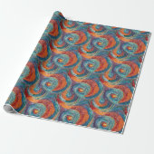 Blauw Rood Sinaasappel Turquoise Swirl Cadeaupapier (Uitgerold)