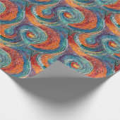 Blauw Rood Sinaasappel Turquoise Swirl Cadeaupapier (Hoek)