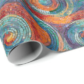Blauw Rood Sinaasappel Turquoise Swirl Cadeaupapier (Rol Hoek)