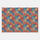Blauw Rood Sinaasappel Turquoise Swirl Inpakpapier Vel (Voorkant 3)