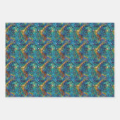 Blauw Rood Sinaasappel Turquoise Swirl Inpakpapier Vel (Voorkant 2)