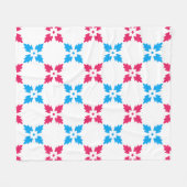 Blauw Rood Sneeuwvlok Kruis Blad Bloem Patroon Fleece Deken (Voorkant (Horizontaal))