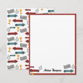 Blauw & Rood Snel Retro Vintage Racerauto's Kinder Notitiekaartje (Voorkant / Achterkant)