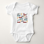 Blauw & Rood Snelle Klassieke Racing Auto's Romper (Voorkant)