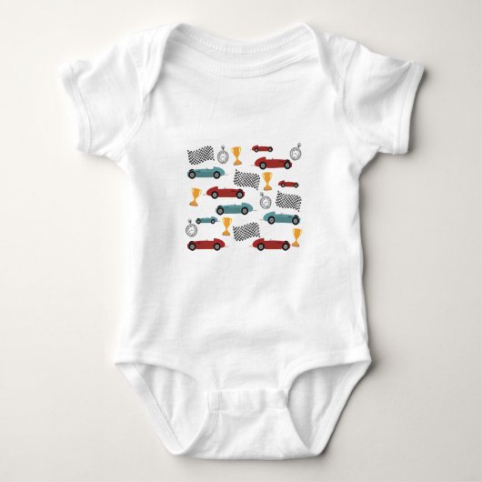 Blauw & Rood Snelle Klassieke Racing Auto's Romper (Voorkant)