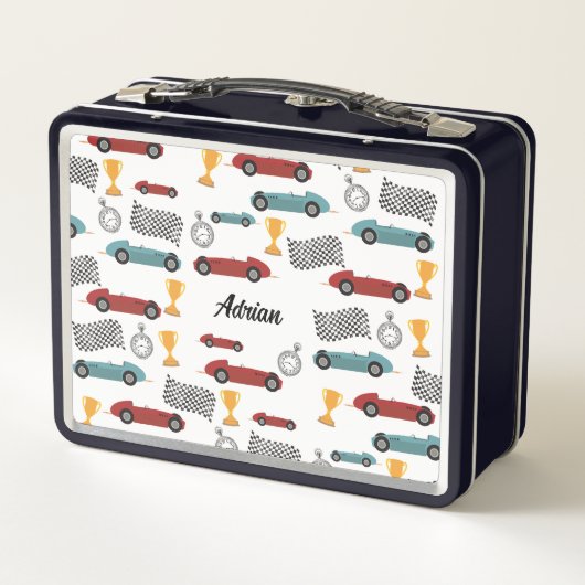 Blauw & Rood Snelle Retro  Racing Auto's (Achterkant)