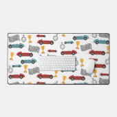 Blauw & Rood Snelle Retro  Racing Auto's Bureaumat (Keyboard & Muis)
