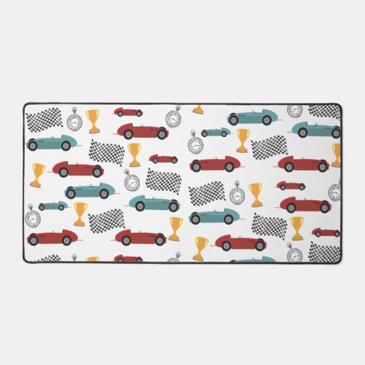 Blauw & Rood Snelle Retro  Racing Auto's Bureaumat (Voorkant)