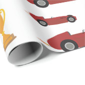 Blauw & Rood Snelle Retro  Racing Auto's Cadeaupapier (Rol Hoek)